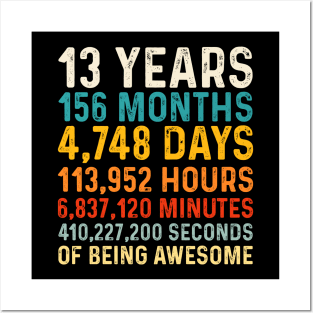 13 Years old of Being Awesome, 13th Birthday Gift Vintage Posters and Art